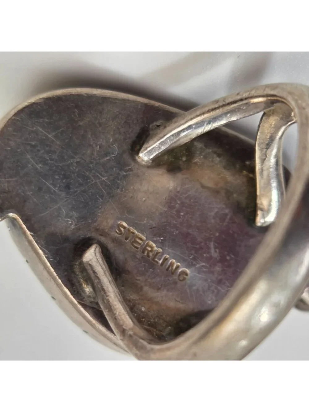 Vintage Sterling Silver Tan Jasper Stone Cabochon Ring Size 4.5